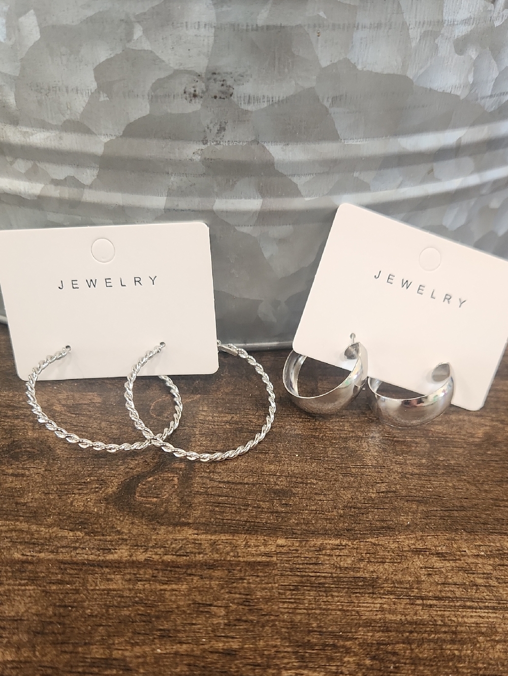 Silver Hoop Earring Set -